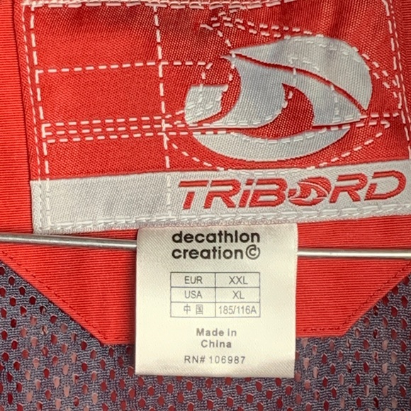 New Tribord Decathlon Rain Jacket Men Red Polyamide Full Zip XL - Picture 3 of 10